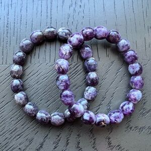 Purple lepidolite barrel bracelet (one)